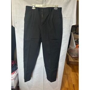 Men's Black Straight Fit Pleated Casual Pants Size 34x29
